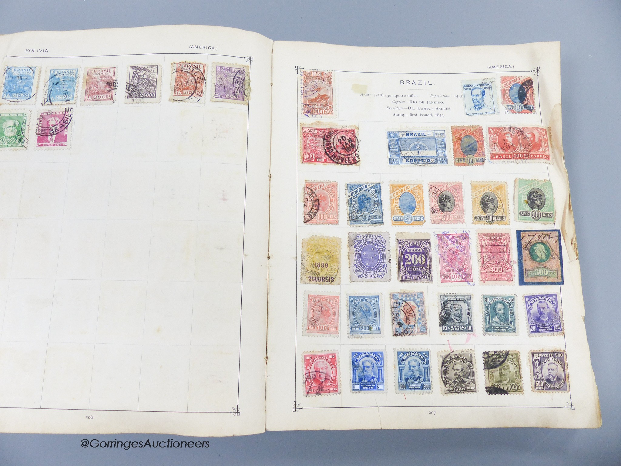 Four albums of World stamps including GB 1840 1d black used, a few loose covers and packets